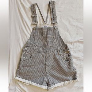 black and white overalls